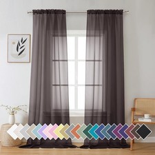 Sheer Curtains 90 inches Long 2 42"W x 90"L Pack of 2 Chocolate Brown