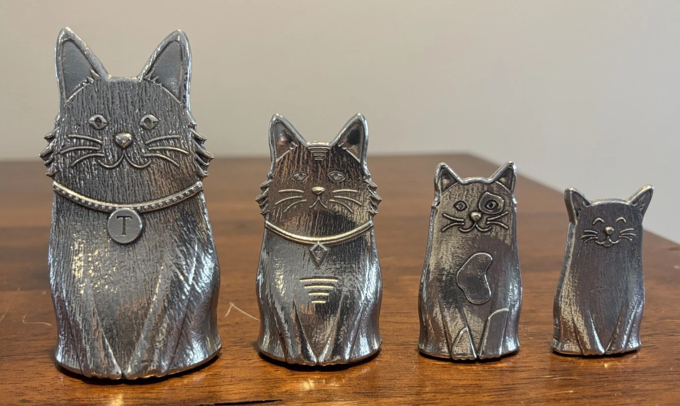 Family Cats Measuring Spoons Nesting Silver Uncommon Goods Tablespoon Teaspoon
