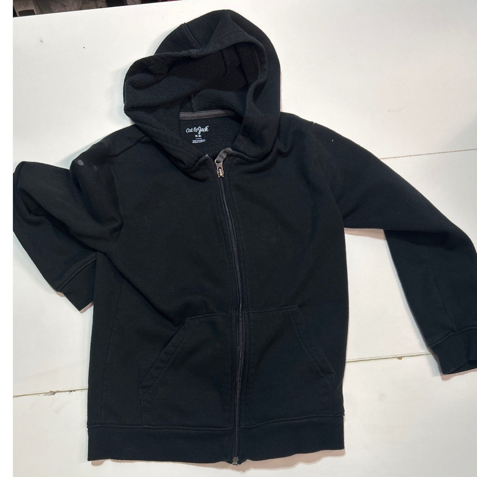 Cat & Jack Kids Black Full Zip Up Hoodie Sweatshirt Size M (8) Casual