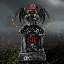 17  Halloween Animatronic Outdoor Tombstones Decorations, LED Graveyard Gravesto
