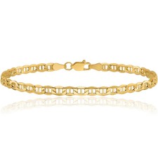 14K Solid Yellow Gold 3.2mm Mariner Link Chain Bracelet