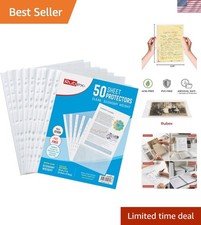 Archival-Safe Clear Sheet Protectors, 50 Pack - 8.5 x 11 Size, Durable Design