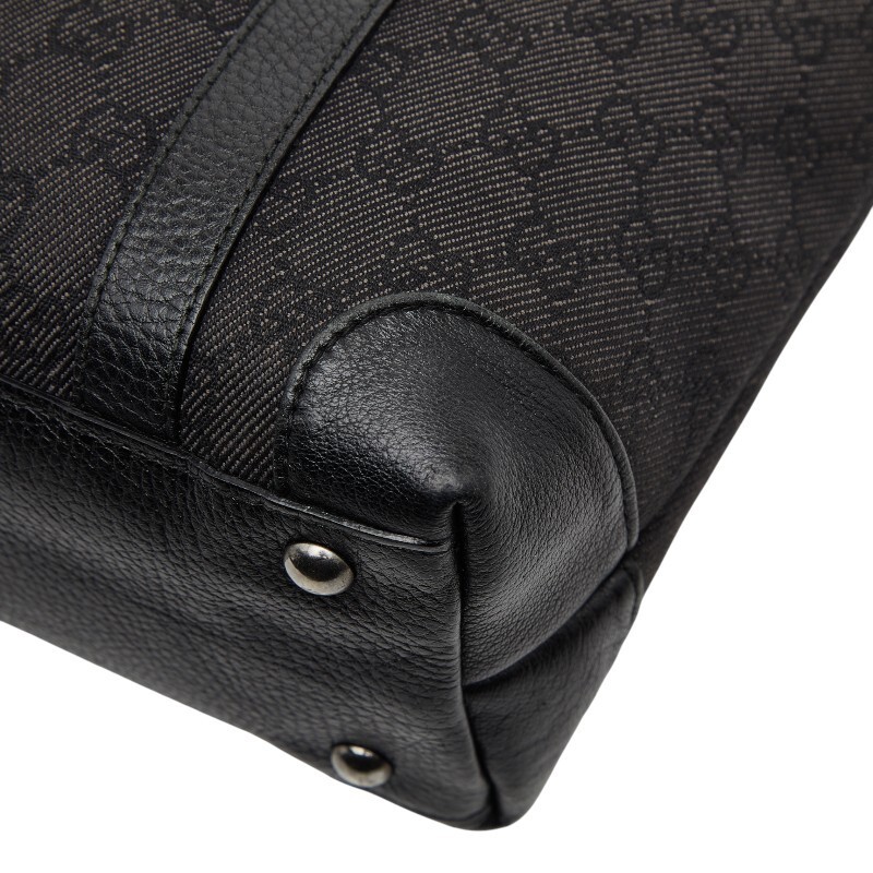 Gucci GG Canvas Leather Tote Bag Black Women Used Authentic thumbnail 6