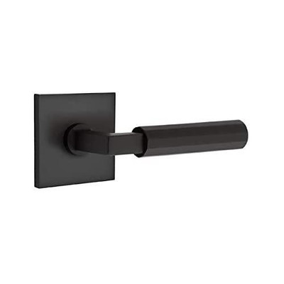 Emtek Select Privacy, L-Square Stem, Faceted Lever, Flat Black RH