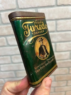 fresh tuxedo tobacco tin Vintage Early Tuxedo Tobacco Tin Empty Vertical Pocket Pipe Mixture Can