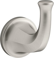 Kohler Refined Robe Hook - Vibrant Brushed Nickel Wall Hook for Storage