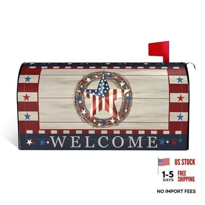 American Flag 4th of July Independence Day Patriotic Mailbox Cover Blue