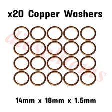 M14 14mm x 18 mm x 1.5mm - Crush Washers Copper, Brakes Fuel Clutch Oil Turbo