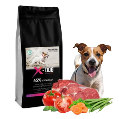 Hundefutter Trockenfutter Hund 2kg getreidefrei mit Rind Monoprotein X-DOG