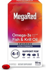 Megared Omega-3 Fish  Krill Oil Supplement 900mg - MegaRed Advanced 4in1 60 Ct