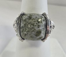 925 Sterling Silver Fashion Ring with Solitaire Green Stone Size: 7. P03049453