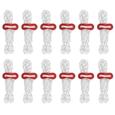 12Pcs 4mm Tent Rope 6.5ft Reflective Guyline Rope with Adjuster White