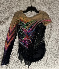 Rhythmic Gymnastics Leotard 10-14 Years Old Black and Multicolor New