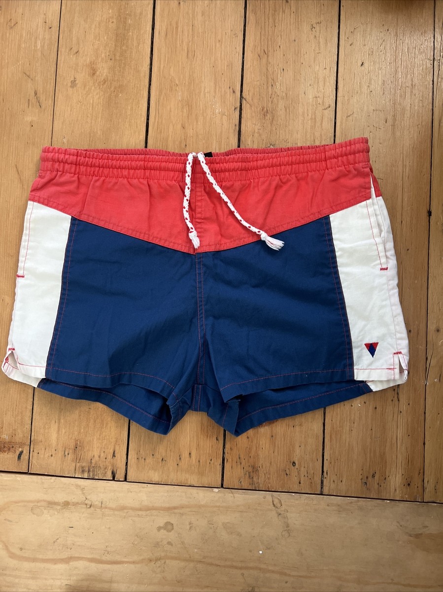 VINTAGE Jantzen Shorts Swim Board Trunks Blue Red White 80s 34 | eBay