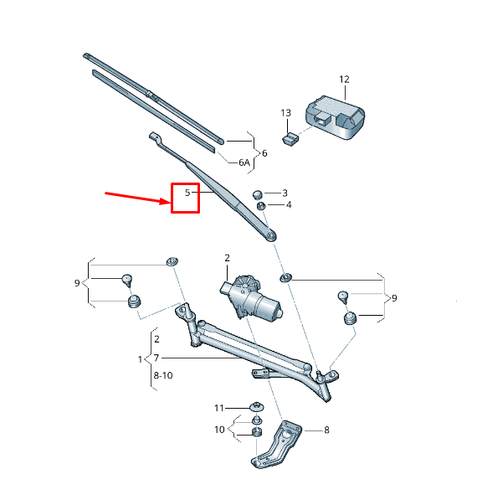 New VW BEETLE 5C Front Left Windshield Wiper Arm RHD 5C2955410 - Bild 1 von 4
