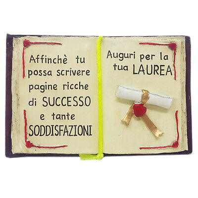 Laurea Libro Aperto Da Appoggio In Resina Auguri Per La Tua Laurea Dim 14 5x9 5 Ebay