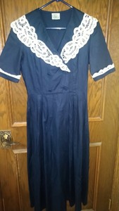 vestido de linho azul marinho