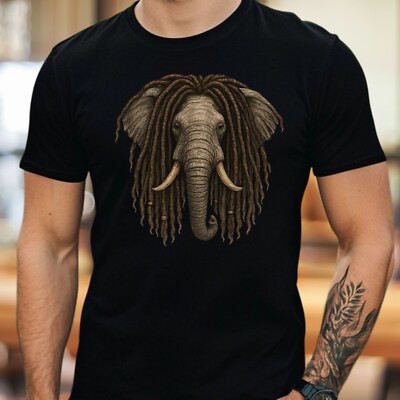 Mens Elephant Dreadlocks Print Cotton T-Shirt Size S to 5XL