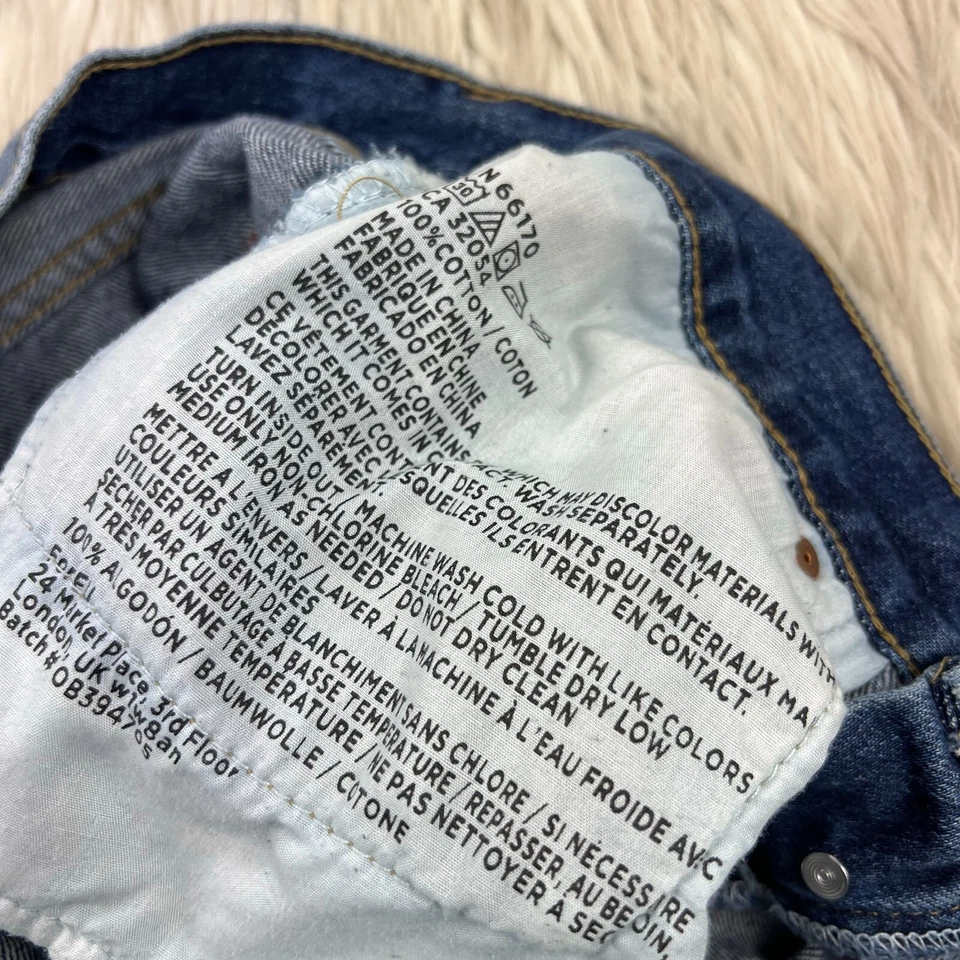 Urban Outfitters BDG Para Mujer 26 Tiro Medio Ventoso Lateral Corto Dobladillo Dividido Lavado Ligero Foto 4 de 4