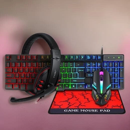 Four-piece T-WOLF Gaming Keyboard Wired LED RGB Backlight Bundle for PC Gamers - Image 4 of 4
