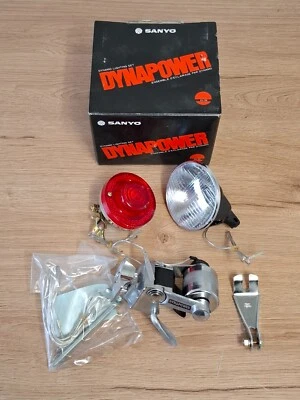 Retro Fahrradteile Neu im Karton NOS Sanyo NH-T6 Dynamo Beleuchtung Set 6V-3W