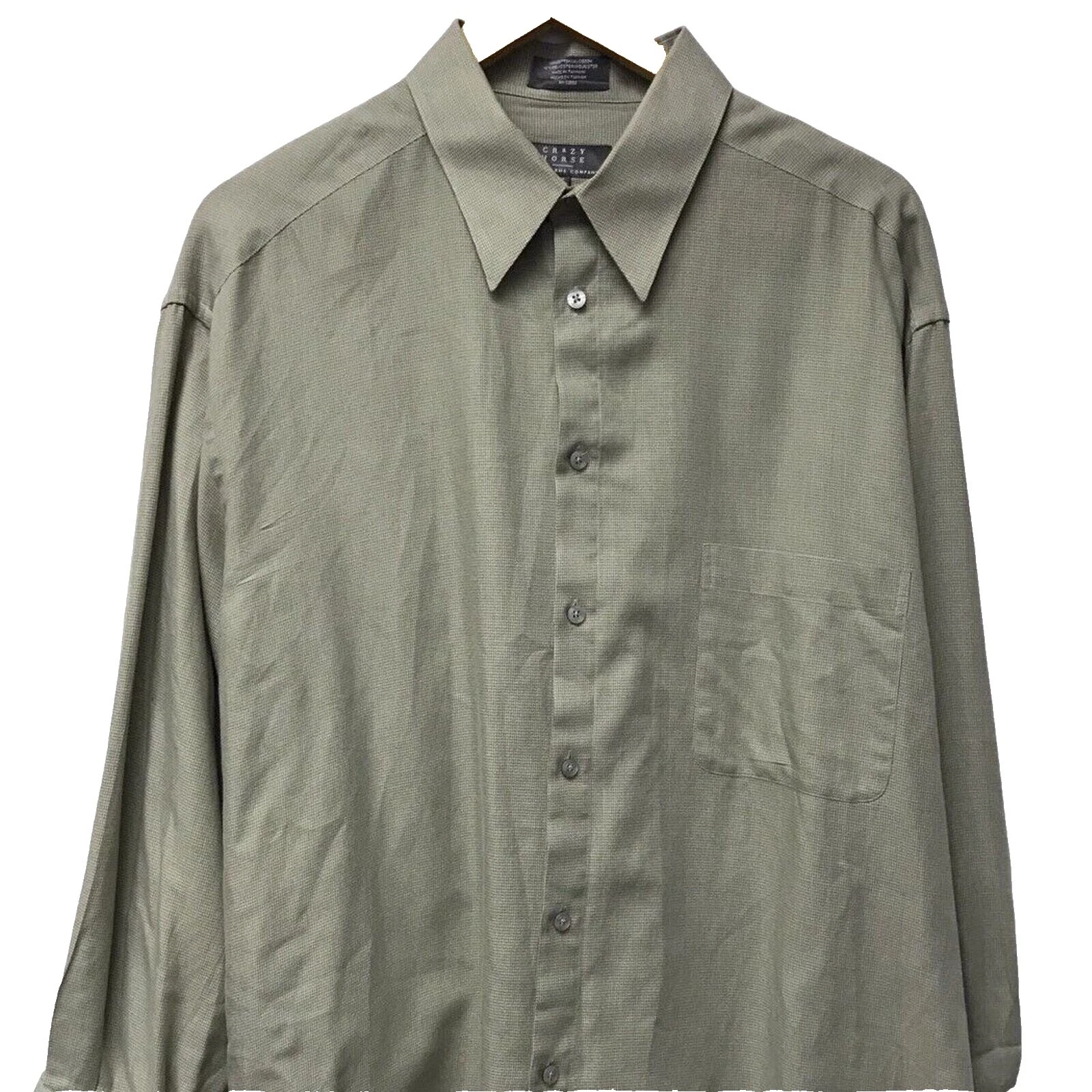 Crazy Horse Cotton Blend Long Sleeve Dress Shirts for Men