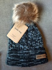 Brock Bay Baby Winter Knit Crochet Beanie Single Pom Pom One Size - Black