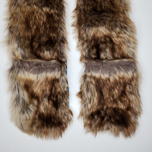 I Heart Raves Galaxy Cat Shaggy Faux Fur Hood Festival Electric Galaxy Brown - Picture 5 of 10