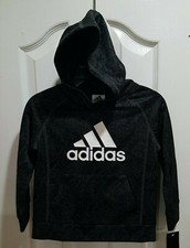 Boy's Little Youth Adidas Polyester Pullover Hoodie Black/Gray Size 4