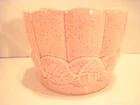 RED WING POTTERY PINK SPECKLED FLOWER POT PLANTER LEAVES SCALLOP RIM - VGC!
