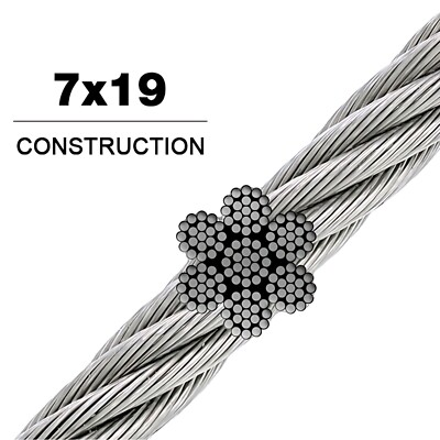 #ad Galvanized Aircraft Cable Wire Rope 3 8quot; 7x19 for DIY Decking Railing System $950.56