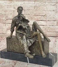 Art Deco/Nouveau Bronze Sculpture Statue Figure Abstract Couple Love Hand Made