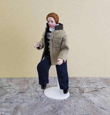 1:12 Scale Porcelain Dollhouse Figure - Modern Man In Blue Dressing Gown