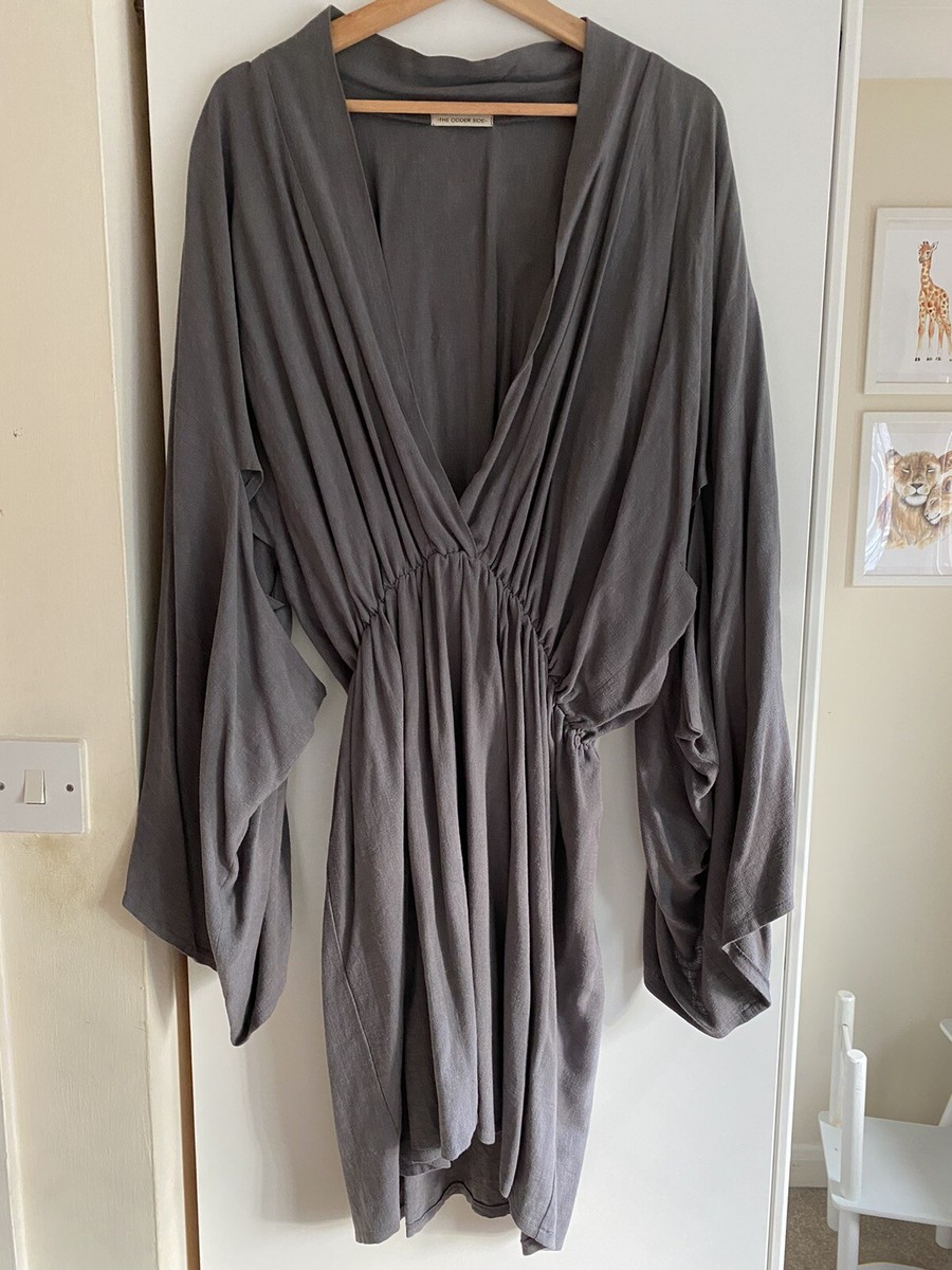 THE ODDER SIDE Dalia Grey Wide Kimono Sleeve Knee Length