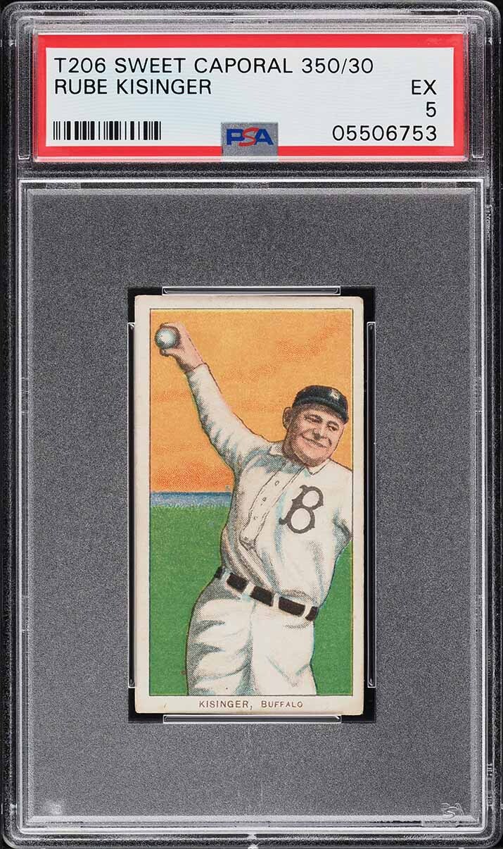 1909-11 T206 Rube Kisinger Buffalo, SWEET CAPORAL 350/30 PSA 5 EX