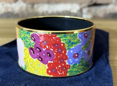 FREY WILLE Floral Symphony Impressionist Flowers 24K Gold Emaille Armreif (Größe M)