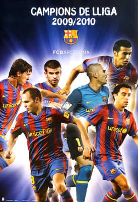 FC BARCELONA 2010 LA LIGA CHAMPIONS Vintage 24x36 POSTER - Messi