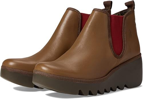 FLY LONDON Women's BYNE 012 Wedge Chelsea Boot, Cuoio Leather, Size EU 41