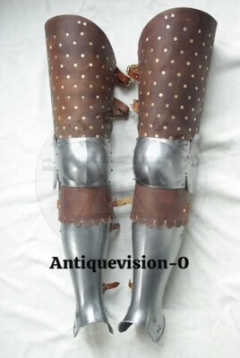 Medieval Leg Armor Full Set Gothic Graves Armour Halloween Costume Silver