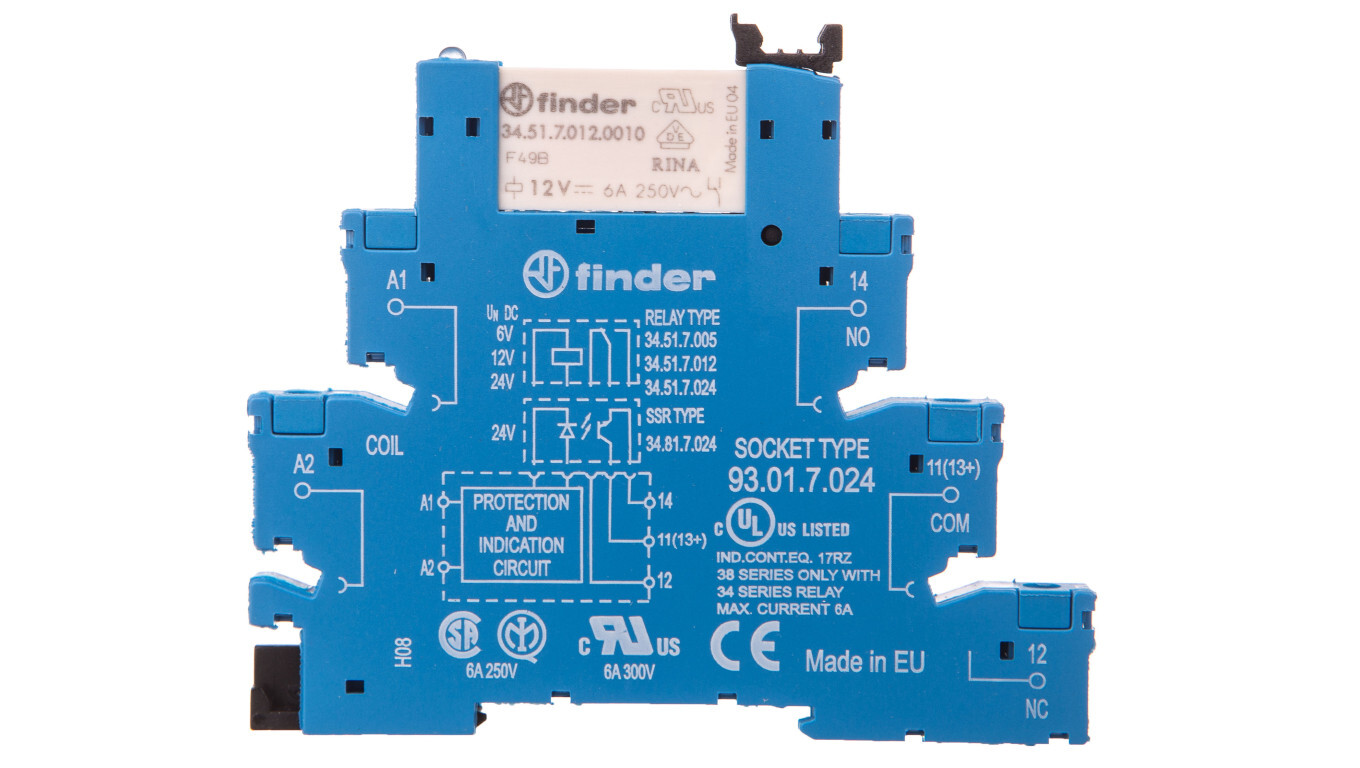 Interface relay 6.2mm, 1P 6A 12V DC, screw terminals, 38.51.7.012.0050 /T2UK