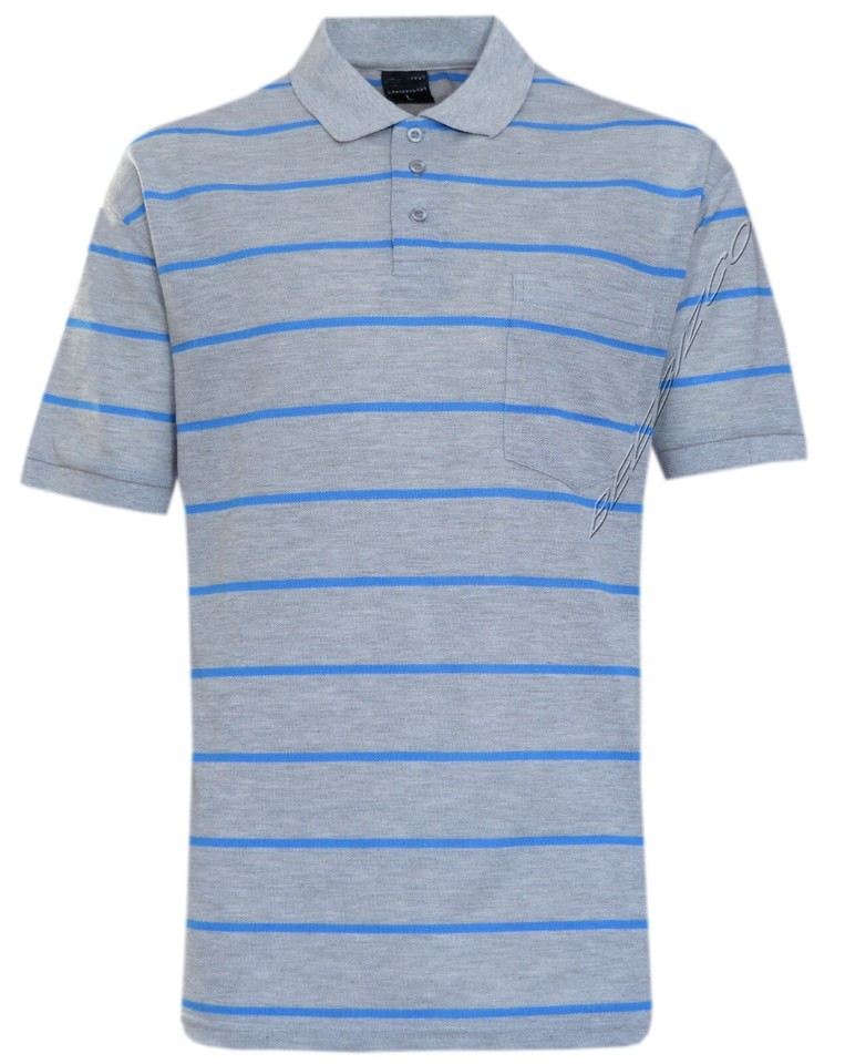 Men's Summer Breathable Striped Short Sleeve Polo Shirt with Pocket