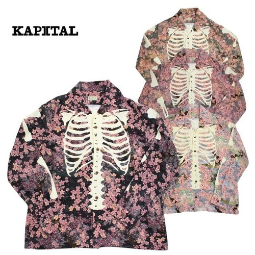 (ASK availability First) Kapital Rayon Cherry Blossom & BONE Print Ranglan new