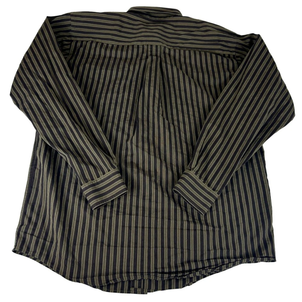 Allen Solly Striped Button Up Dress Shirt Men's Sz L Brown Long Sleeve Collared - Image 4 of 4