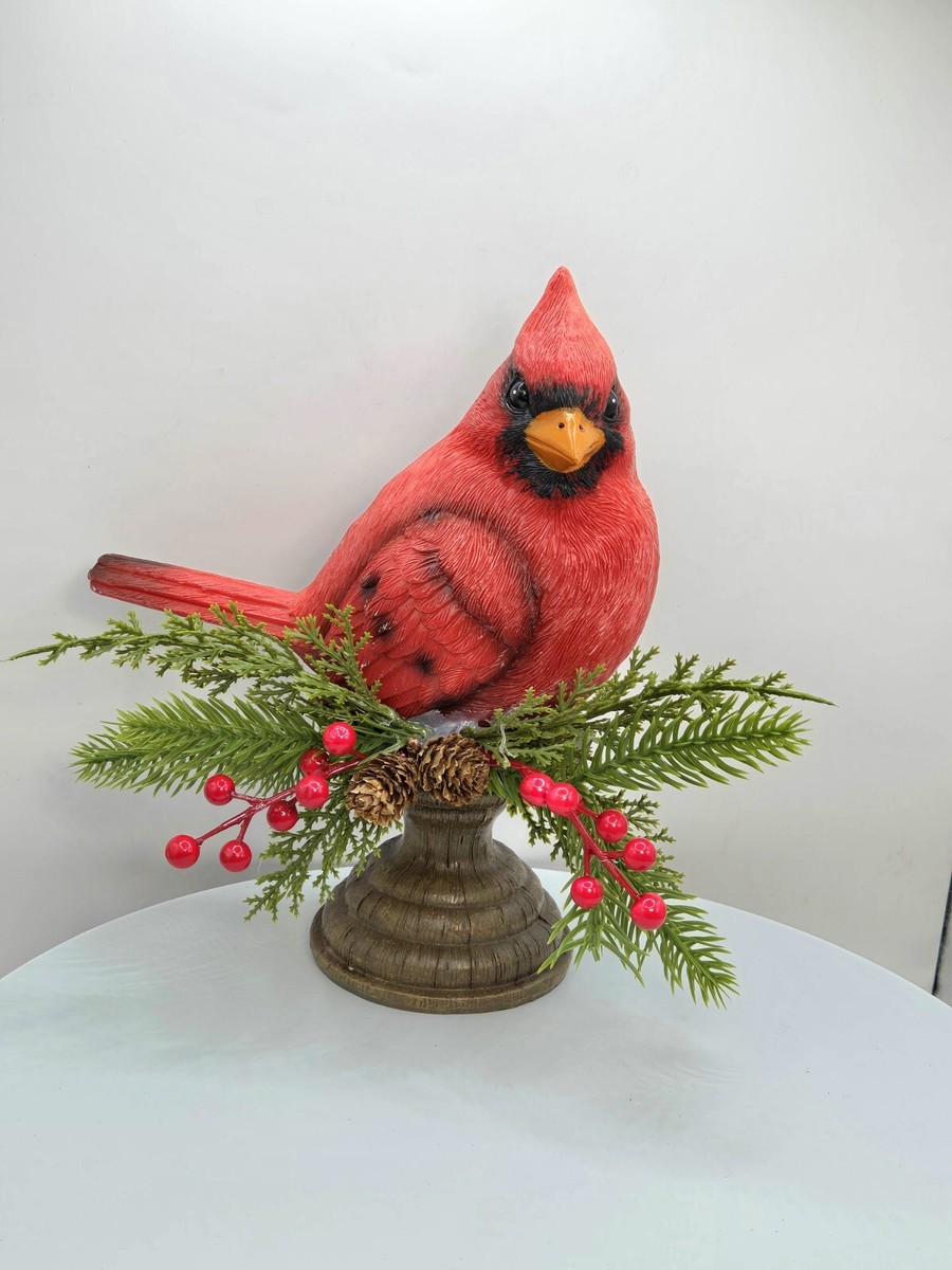 置物  Birds Red Cardinal Red Cardinal 18 Pc Hand-Painted Sculpture Holiday Decor Unit