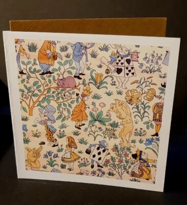 C F A Voysey Alice im Wunderland Karten 5er Pack gefaltet blanko 14cm sq kraft envs