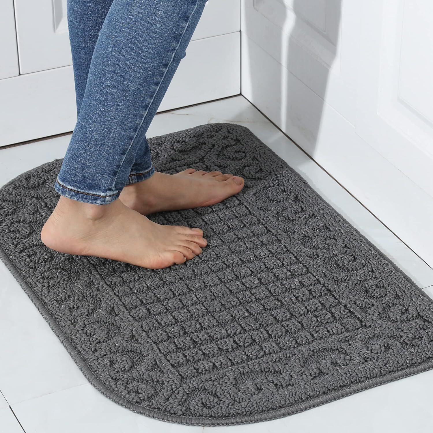 COSY HOMEER 27X18 Inch Anti Fatigue Kitchen Rug Mats are Made 27*18in, Grey