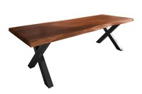 Esstisch Baumkante Massiv Akazie Nussbaumfarben 280 X 110 X-Gestell Metall Schwa