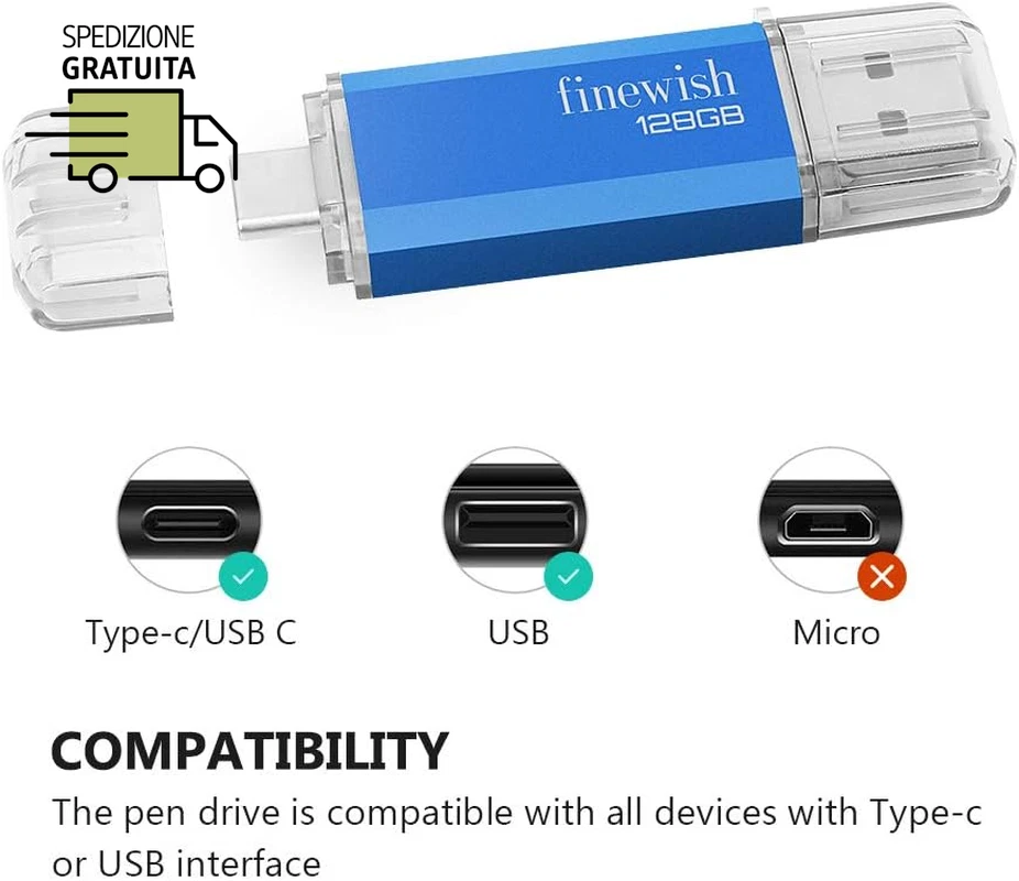 Chiavetta USB Type C 128 GB, 2 in 1 OTG Penna 128 Giga USB C Pen Drive 128GB per - Immagine 2 di 4
