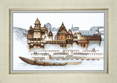 Cross Stitch ''City By The Water''. Embroidery Kit. Unprinted Сanvas Crystal Art
