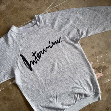 70s - 80s VINTAGE ANDY WARHOL'S INTERVIEW MAGAZINE GRAY RAGLAN SWEATSHIRT SZ S